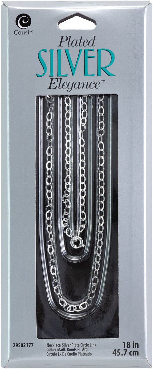 CousinDIY Plated Silver Elegance Metal Findings-Circle Link Necklace 18" 1/Pkg